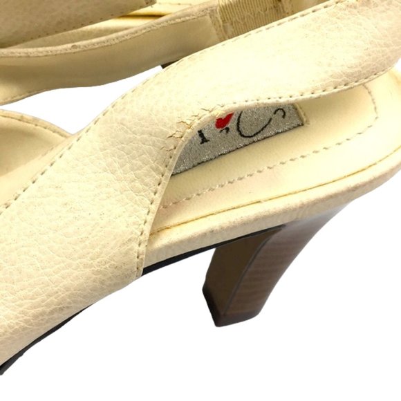 Lasonia 👡 Cream Open Toe Heels Size 5.5 - Picture 9 of 9